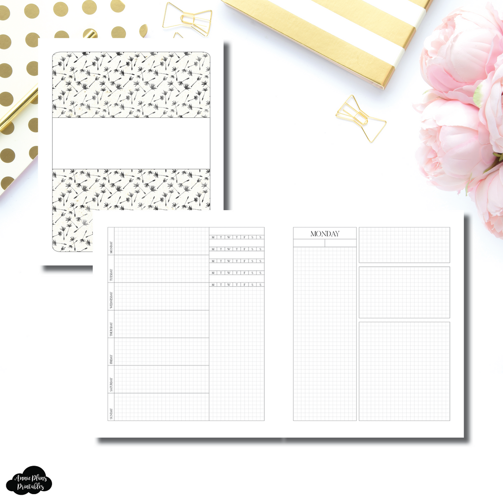 A5 Wide Rings Size | Undated Daily Grid Printable Insert ...