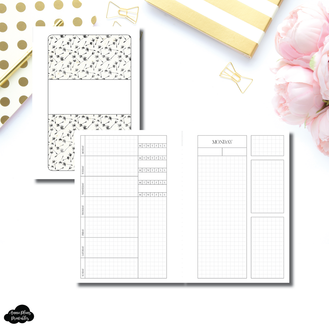Pocket Plus Rings Size | Undated Daily Grid Printable Insert