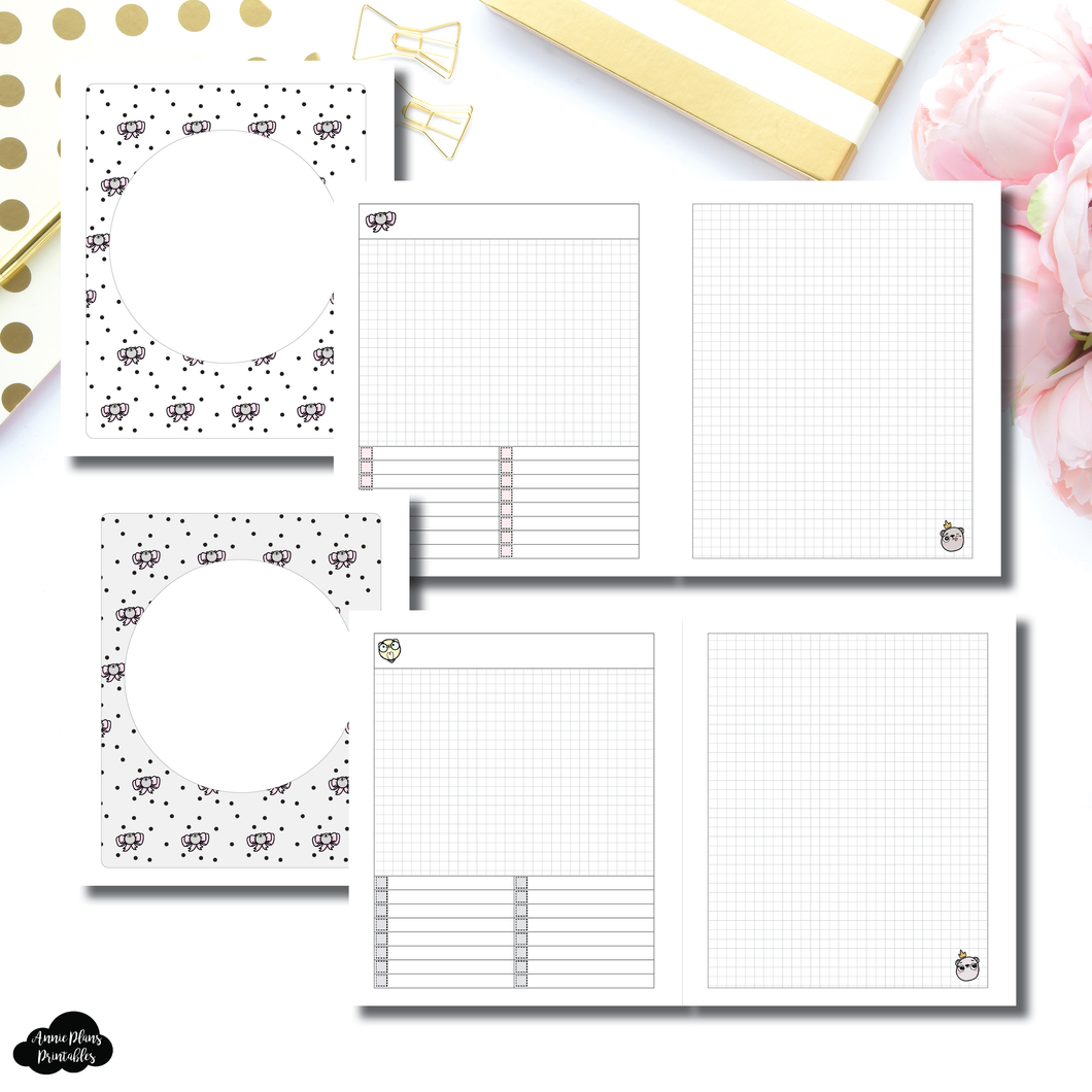 A5 Wide Rings Size | Undated Day on 2 Page or Project Bubba Bear Studios Collaboration Printable Insert